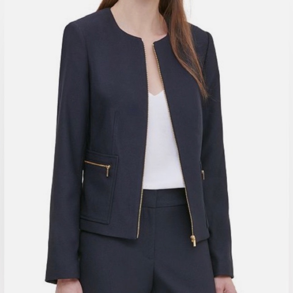 Calvin Klein Suit Blazer 12 Petite in Navy NWT